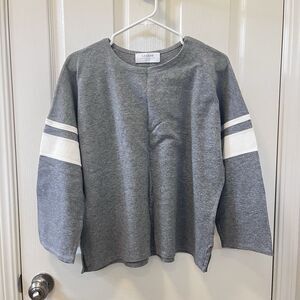 La Ligne Varsity Tee Striped Cotton Top Gray Women's Size Medium